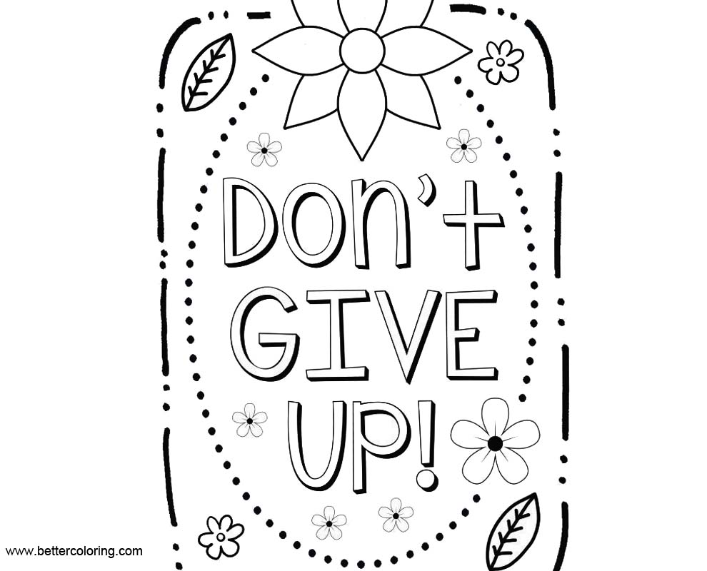 Growth Mindset Quotes Coloring Pages Dont Give Up Free Printable