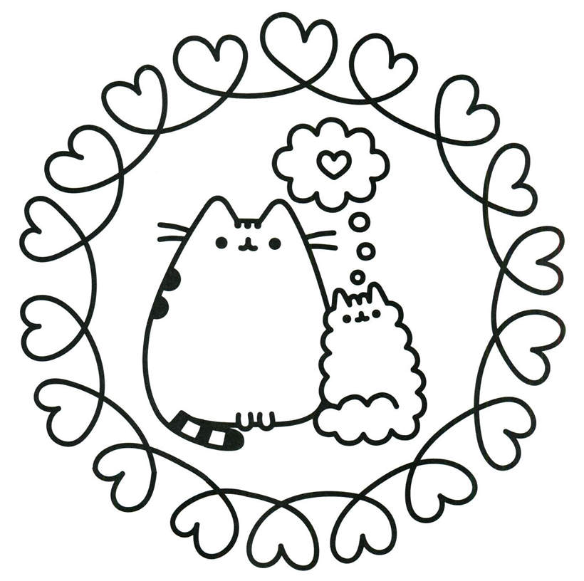 Pusheen Love Coloring Pages