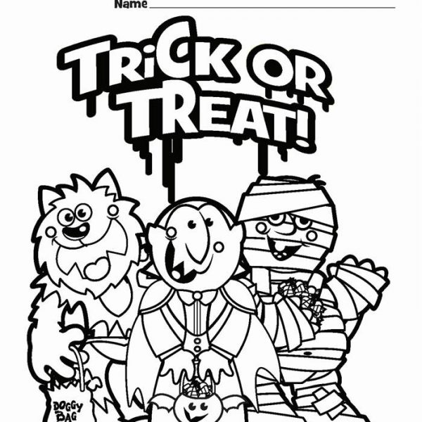 Printable Trick or Treat Coloring Pages Black and White - Free