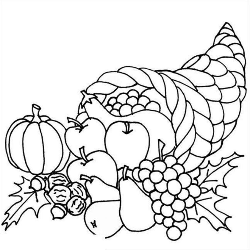 Cornucopia Coloring Pages Sketch - Free Printable Coloring Pages