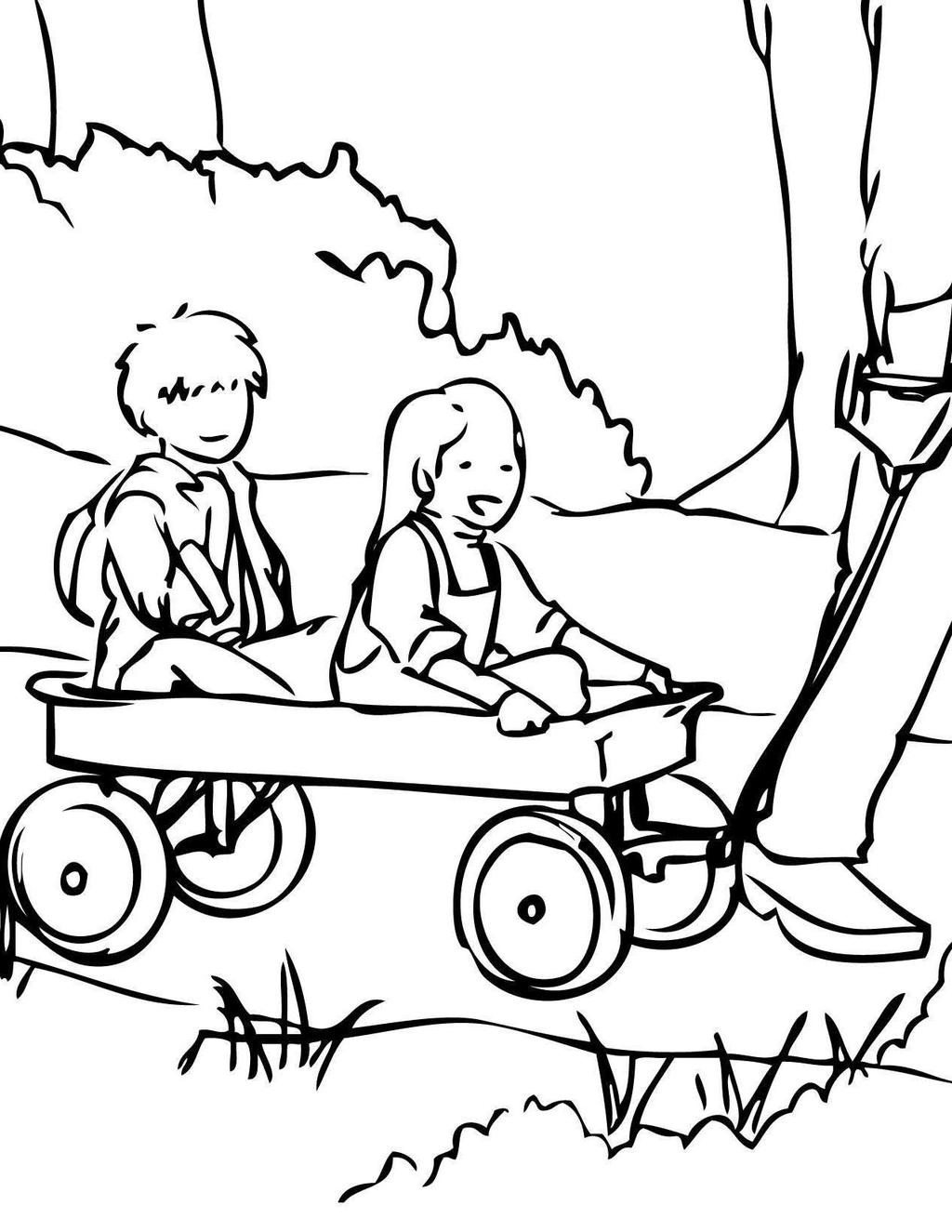 Covered Wagon Coloring Page Sketch Coloring Page