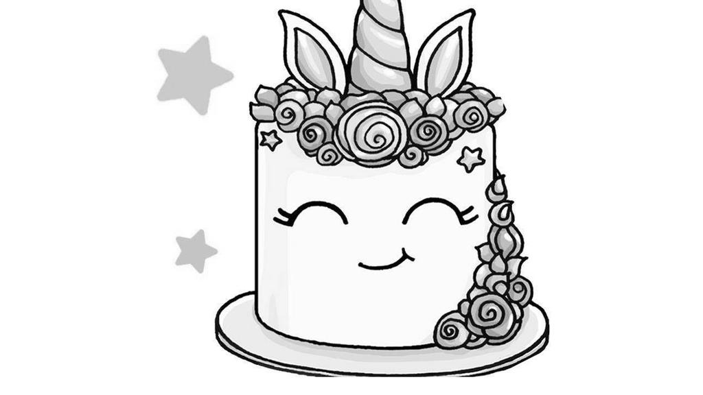 Unicorn Cake Coloring Pages Black And White Free Printable Coloring Pages