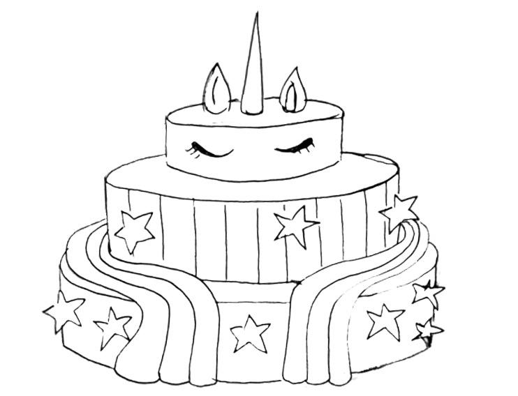 Unicorn Cake Coloring Pages For Boys Free Printable Coloring Pages