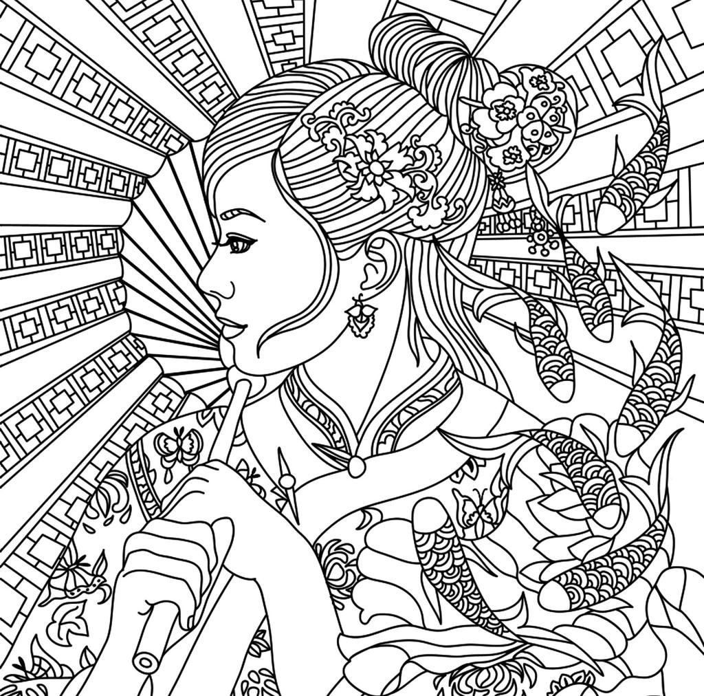 Japanese Girl Aesthetic Coloring Pages - Free Printable Coloring Pages