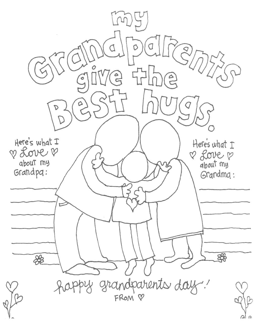 Grandparents Day Coloring Pages Give The Best Hugs Free Printable 