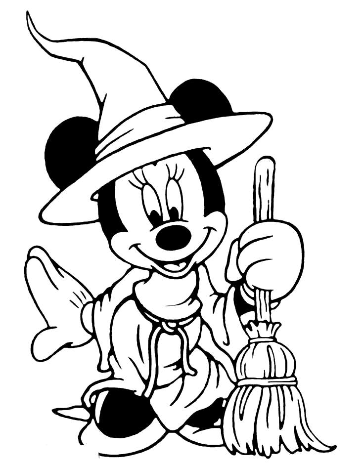 Disney Halloween Coloring Pages Minnei As Witch - Free Printable