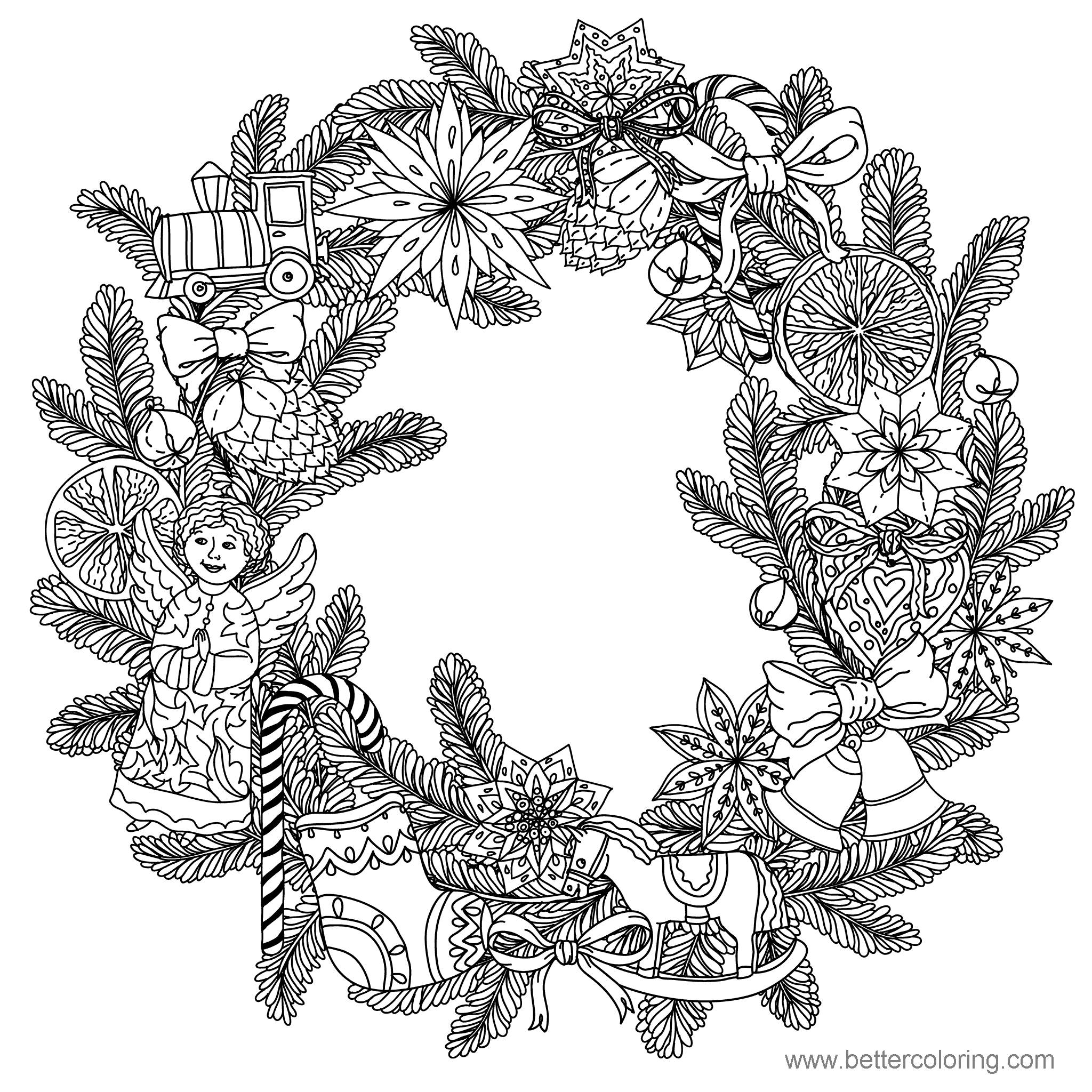Detailed Christmas Wreath Coloring Pages - Free Printable Coloring Pages